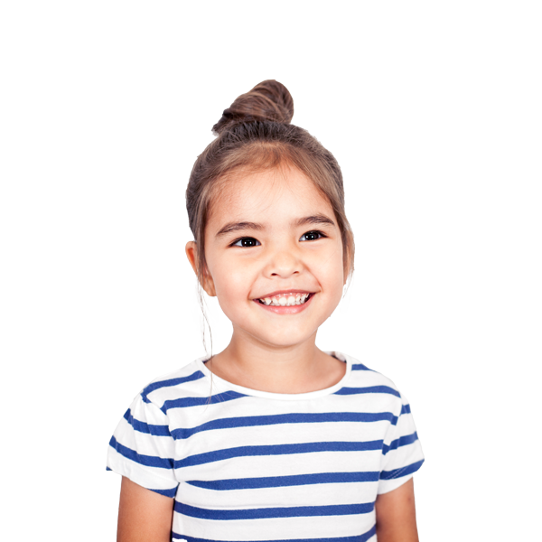 Young child in striped shirt smiling